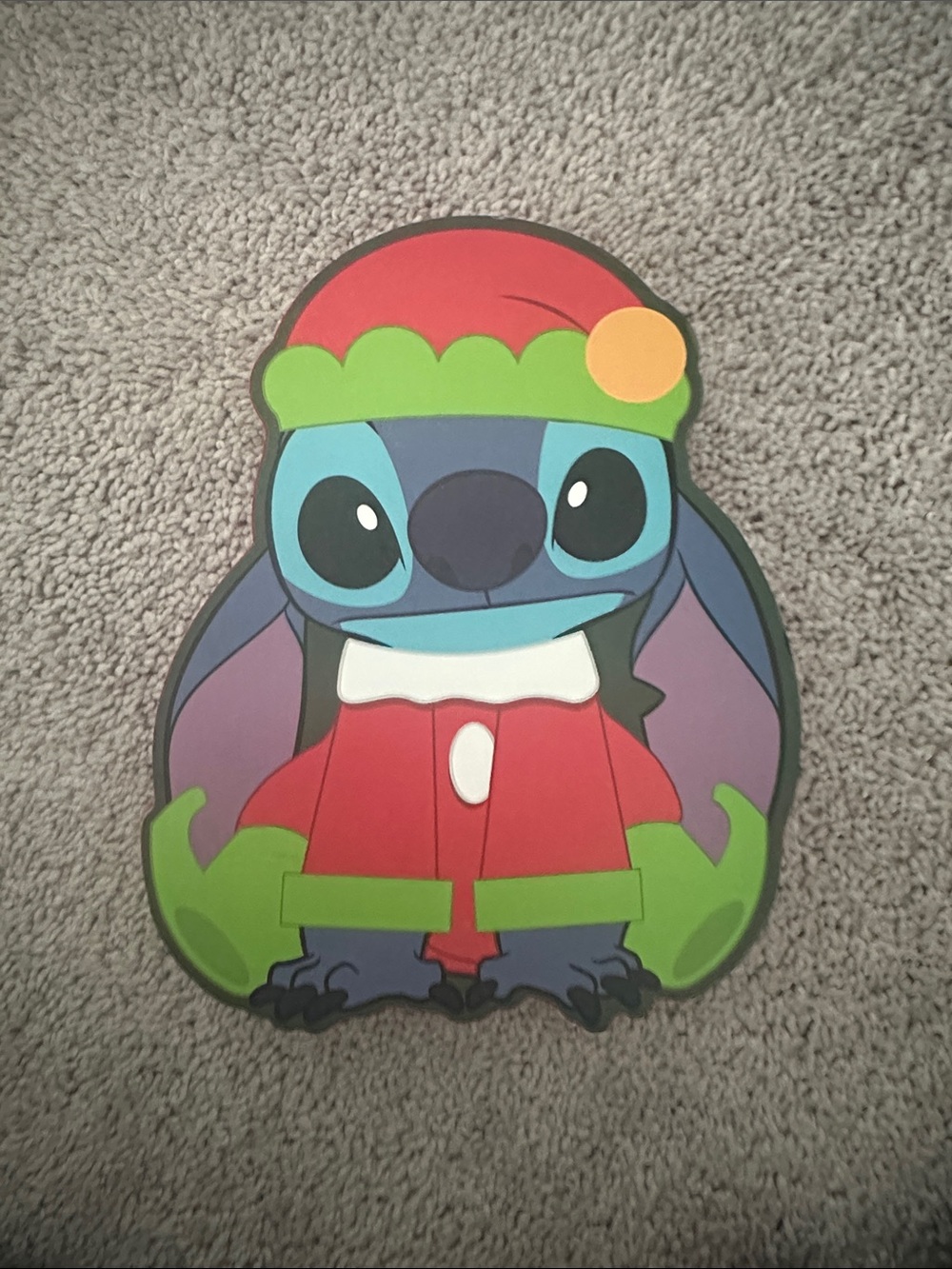 Disney Blue Stitch Holiday Plush Wall Decor with Red and Green Hat
